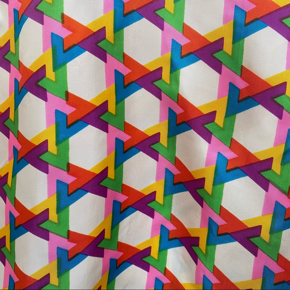 Vintage Alice Stewart Mod Geo Print Top Int'l Ladies Garment Union Tag - Picture 4 of 12